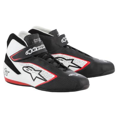 Botas de corrida Alpinestars Tech 1-T em preto / branco / vermelho