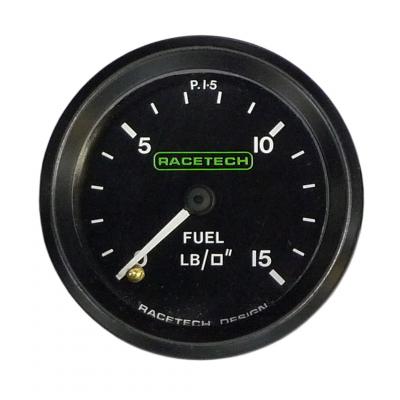 Calibre de pressão do combustível de Racetech 0-15 libras por polegada quadrada