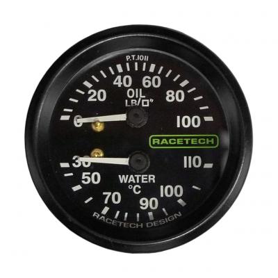 Calibre duplo da pressão/temperatura da água de óleo de Racetech