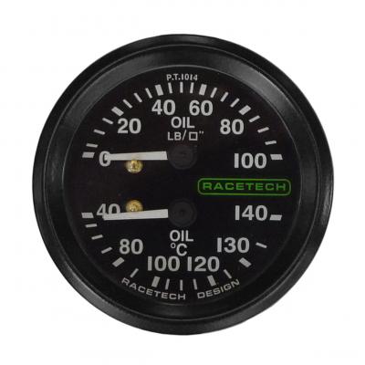 Calibre duplo da pressão de óleo de Racetech/temperatura de óleo